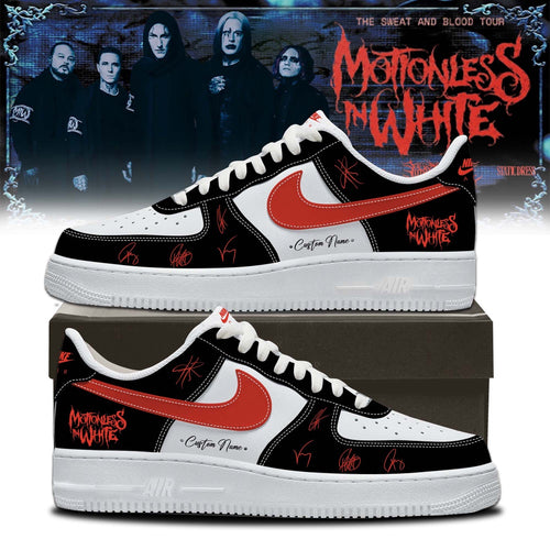 Motionless In White The Sweat And Blood Tour Signed 2026 Black Air Force 1 Shoes Sneakers , Music Air Force 1 Shoes