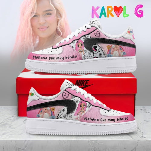 Karol G Manana Fue Muy Bonito Pink Reggaeton Music Graphic Air Force 1 Shoes Sneakers, Music Air Force 1 Shoes