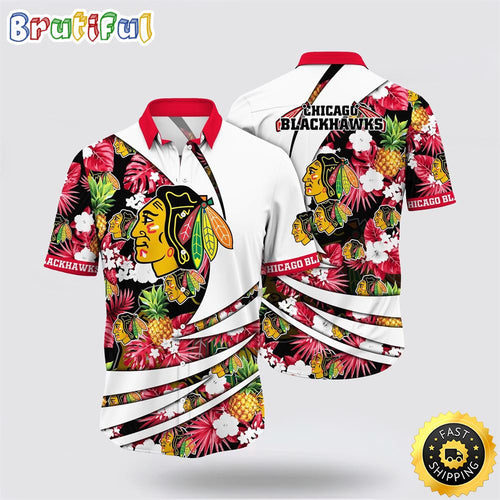 NHL Chicago Blackhawks Hawaiian Shirt With Tropical Pineapple Summer Hawaiian Shirt