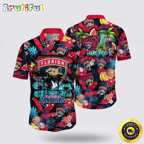 NHL Florida Panthers Hawaiian Shirt With Tropical Fruits Summer Hawaiian Shirt