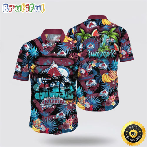 NHL Colorado Avalanche Hawaiian Shirt With Tropical Fruits Summer Hawaiian Shirt
