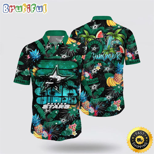 NHL Dallas Stars Hawaiian Shirt With Tropical Fruits Summer Hawaiian Shirt