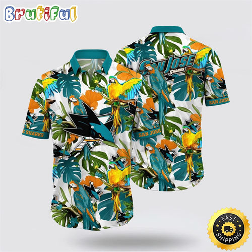 NHL San Jose Sharks Hawaiian Shirt Tropical Parrot Pattern Summer Hawaiian Shirt