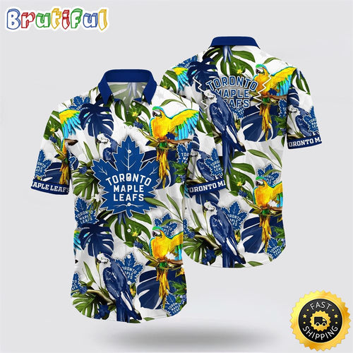 NHL Toronto Maple Leafs Hawaiian Shirt Tropical Parrot Pattern Summer Hawaiian Shirt