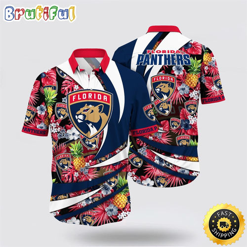 NHL Florida Panthers Hawaiian Shirt With Tropical Pineapple Summer Hawaiian Shirt