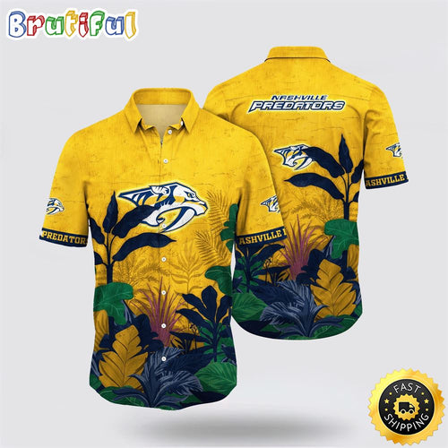 NHL Nashville Predators Hawaiian Shirt Tropical Forest Motifs Summer Hawaiian Shirt