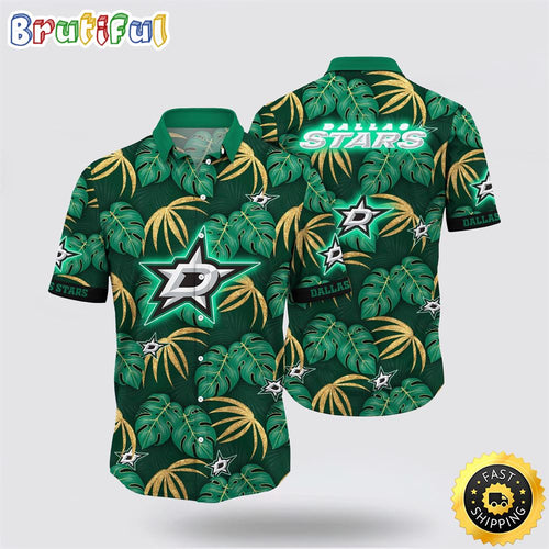 NHL Dallas Stars Hawaiian Shirt Tropical Motifs Summer Hawaiian Shirt