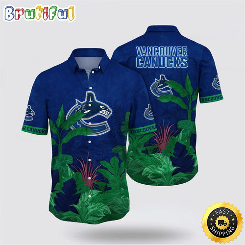 NHL Vancouver Canucks Hawaiian Shirt Tropical Forest Motifs Summer Hawaiian Shirt