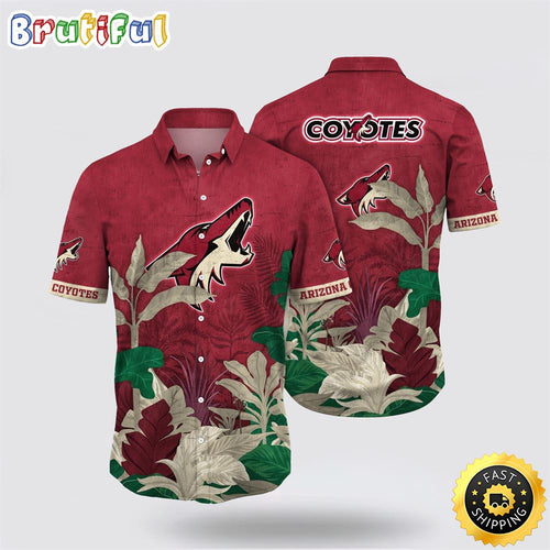 NHL Arizona Coyotes Hawaiian Shirt Tropical Forest Motifs Summer Hawaiian Shirt