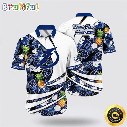 NHL Tampa Bay Lightning Hawaiian Shirt With Tropical Pineapple Summer Hawaiian Shirt