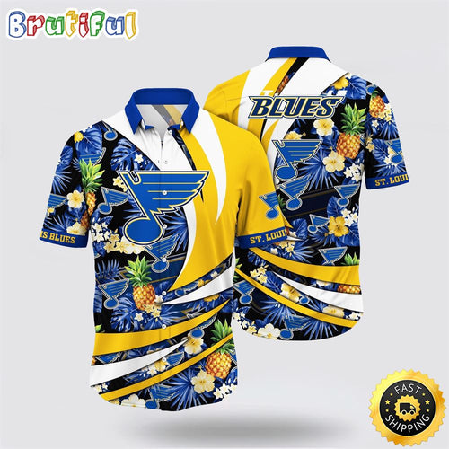 NHL St. Louis Blues Hawaiian Shirt With Tropical Pineapple Summer Hawaiian Shirt