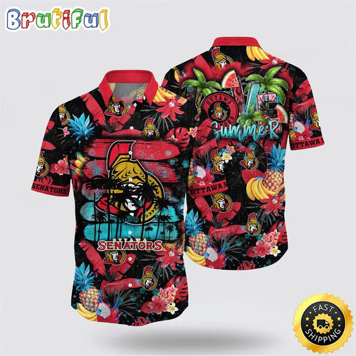NHL Ottawa Senators Hawaiian Shirt With Tropical Fruits Summer Hawaiian Shirt