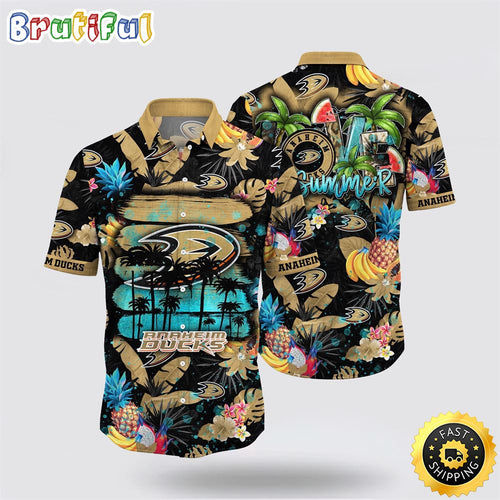 NHL Anaheim Ducks Hawaiian Shirt With Tropical Fruits Summer Hawaiian Shirt