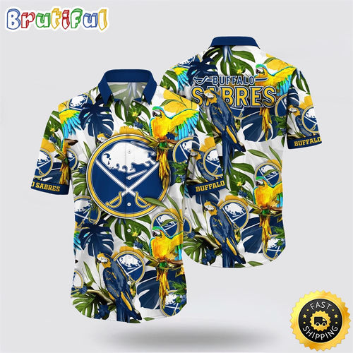 NHL Buffalo Sabres Hawaiian Shirt Tropical Parrot Pattern Summer Hawaiian Shirt