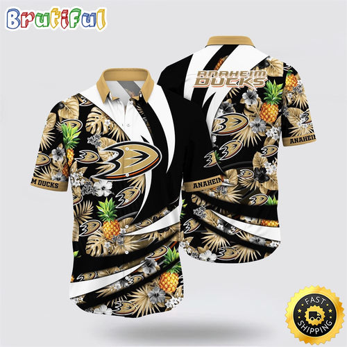NHL Anaheim Ducks Hawaiian Shirt With Tropical Pineapple Summer Hawaiian Shirt