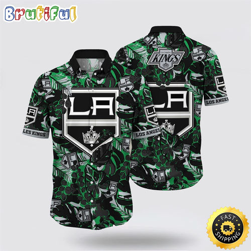NHL Los Angeles Kings Hawaiian Shirt Tropical Leaf Pattern Summer Hawaiian Shirt
