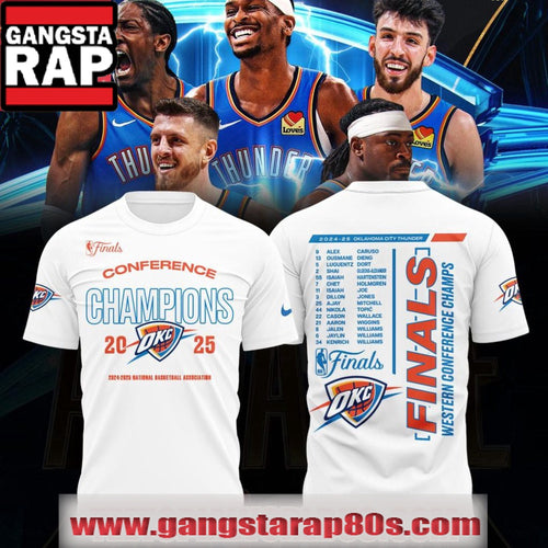 2024-25 Oklahoma City Thunder Finals Western Conference White 3D Shirt