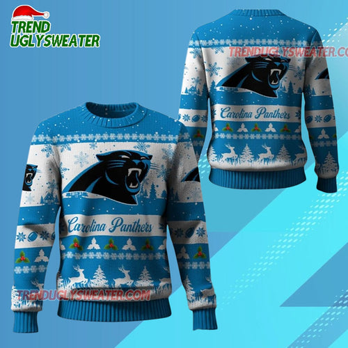 Nfl 2025 Christmas Panthers Festive Reindeer Tree Ugly Sweater