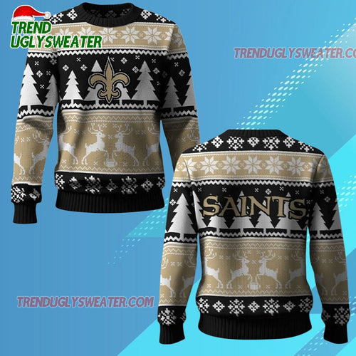 Nfl 2025 Saints Reindeer Football Christmas Ugly Sweater