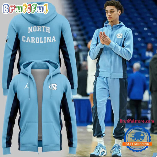 2025 North Carolina Tar Heels New Uniform Zipper Hoodie Shirt
