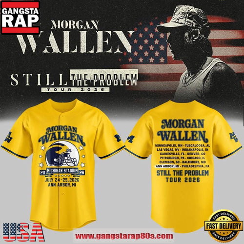 2026 Still The Problem Tour Michigan Wolverines x Morgan Wallen Baseball Jersey