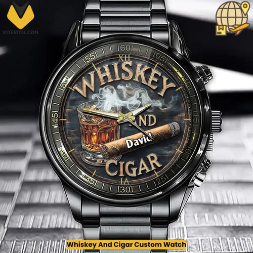 Whiskey And Cigar Custom Watch