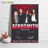 Aerosmith Peace Out Tour 2024 Wall Art Poster Canvas, Aerosmith Band Shirt Poster Canvas