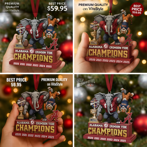 Alabama Crimson Tide Champion in a Row Ornament