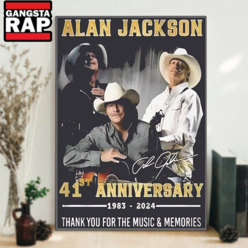 Alan Jackson 41st Anniversary 1983-2024 Thank You For The Music And Memories Poster Canvas Art