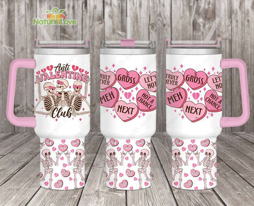 Anti Valentine Club Skull 40oz Tumbler With Handle Valentine’s Gift