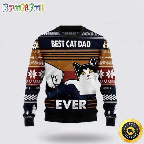 Best Cat Dad Ever Funny Ugly Christmas Sweater Perfect Christmas Gift For Cat Lover