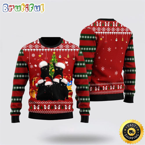 Black Cat Family Ugly Christmas Sweater Perfect Christmas Gift For Cat Lover For Cat Lover