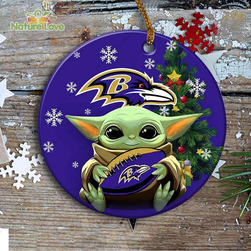 Baltimore Ravens Baby Yoda Ornament Christmas Tree Decorations NFL Gifts