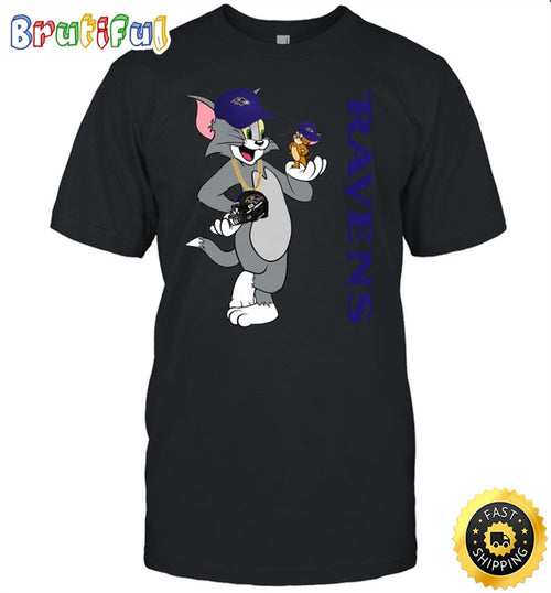 Baltimore Ravens T Shirt Print Tom And Jerry Nfl Tom And Jerry Tshirt For Fans