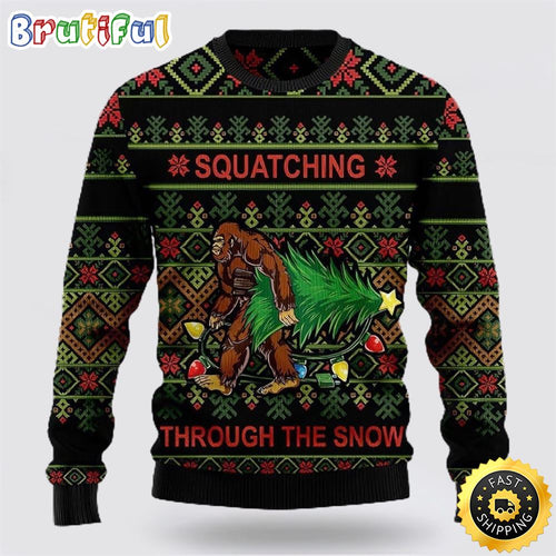 Bigfoot Snow Ugly Christmas Sweater