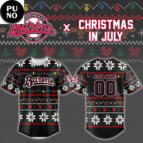Birmingham Barons x Christmas In July 2026 Personalized Baseball Jersey