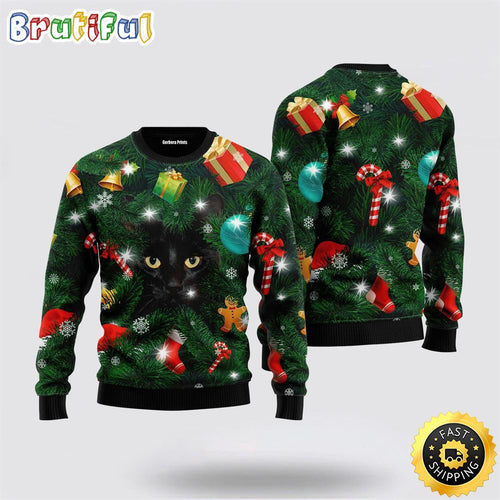 Black Cat Family Ugly Christmas Sweater Perfect Christmas Gift For Cat Lover
