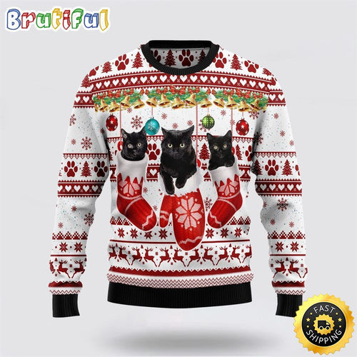 Black Cat Gloves Ugly Christmas Sweater Perfect Christmas Gift For Cat Lover
