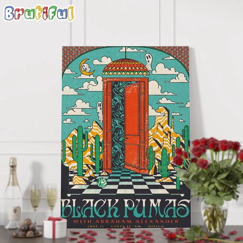 Black Pumas June 13 2024 Santa Fe NM Wall Art Poster Canvas