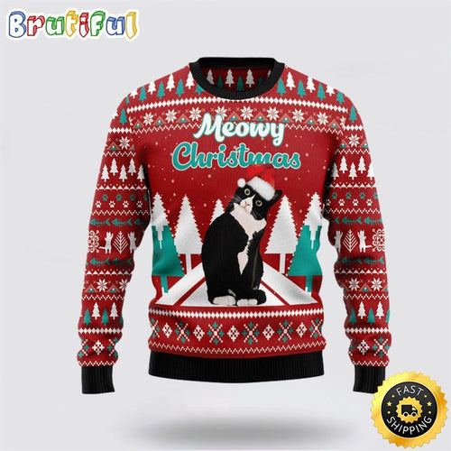Black cat Meowy Christmas Ugly Christmas Sweater Perfect Christmas Gift For Cat Lover