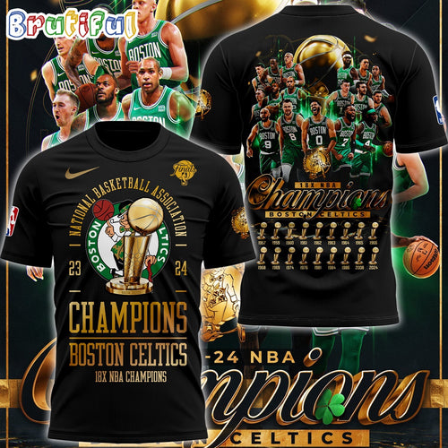 Boston Celtics 18-Time NBA Finals Champions Signature Black T-Shirt