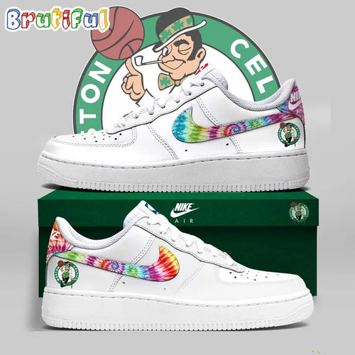 Boston Celtics Bill Walton Tie Dye Style Air Force 1 Sneaker Shoes