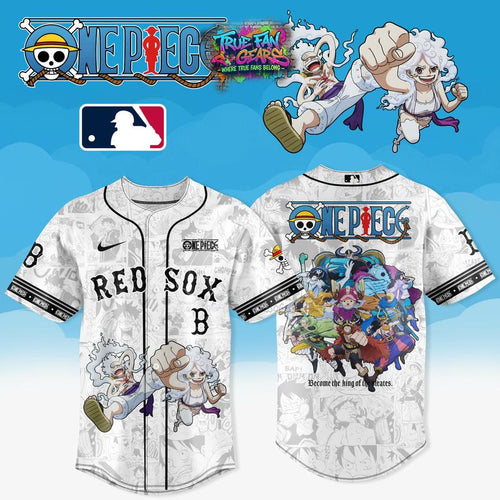 Boston Red Sox x One Piece Gear 5 Luffy Elbaf Arc Inspired Anime Baseball Jersey