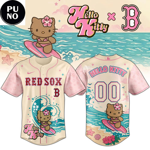 Boston Red Sox x Hello Kitty Surfing Kawaii Summer 2026 Baseball Jersey