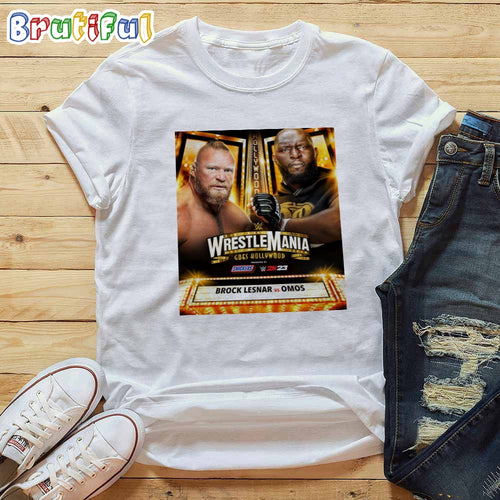 Brock Lesnar Vs The Giant Omos At WWE WrestleMania Goes Hollywood T-Shirt