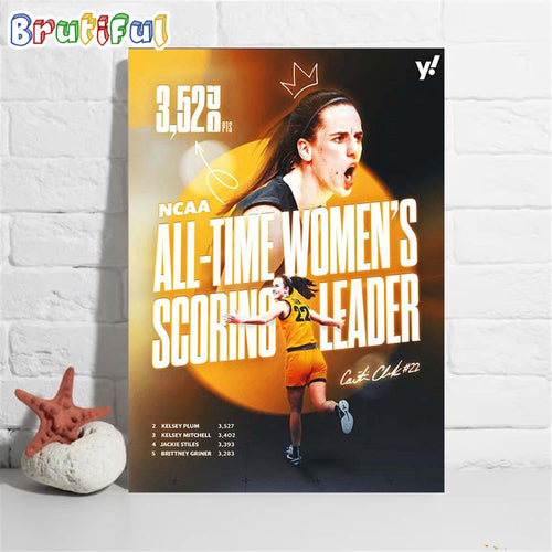 Caitlin Clark Breaks The NCAA All-Time Womens Scoring Leader Record Poster Canvas