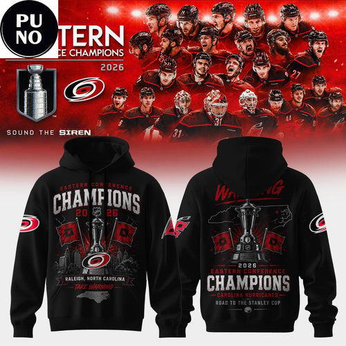 Carolina Hurricanes 2026 Eastern Conference Champions Take Warning Hoodie T-Shirt