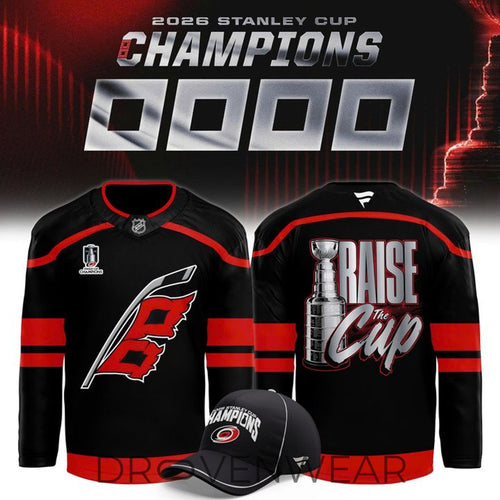 Carolina Hurricanes Raise The Cup 2026 Champions Black Hockey Jersey