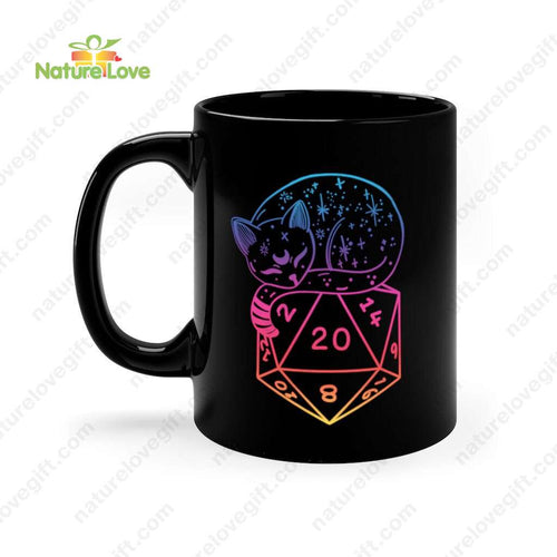 Cat Dice Mug DnD Dungeons and Dragons Gift