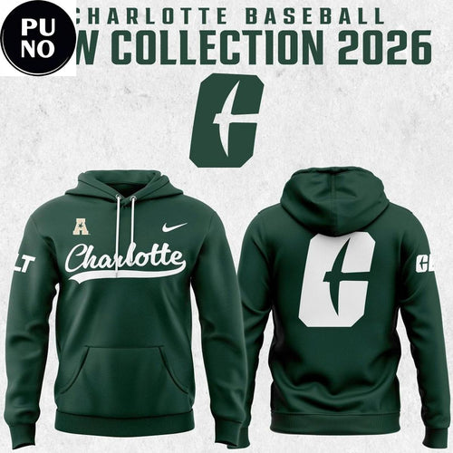 Charlotte 49ers Baseball New Look 2026 Green Hoodie T-Shirt
